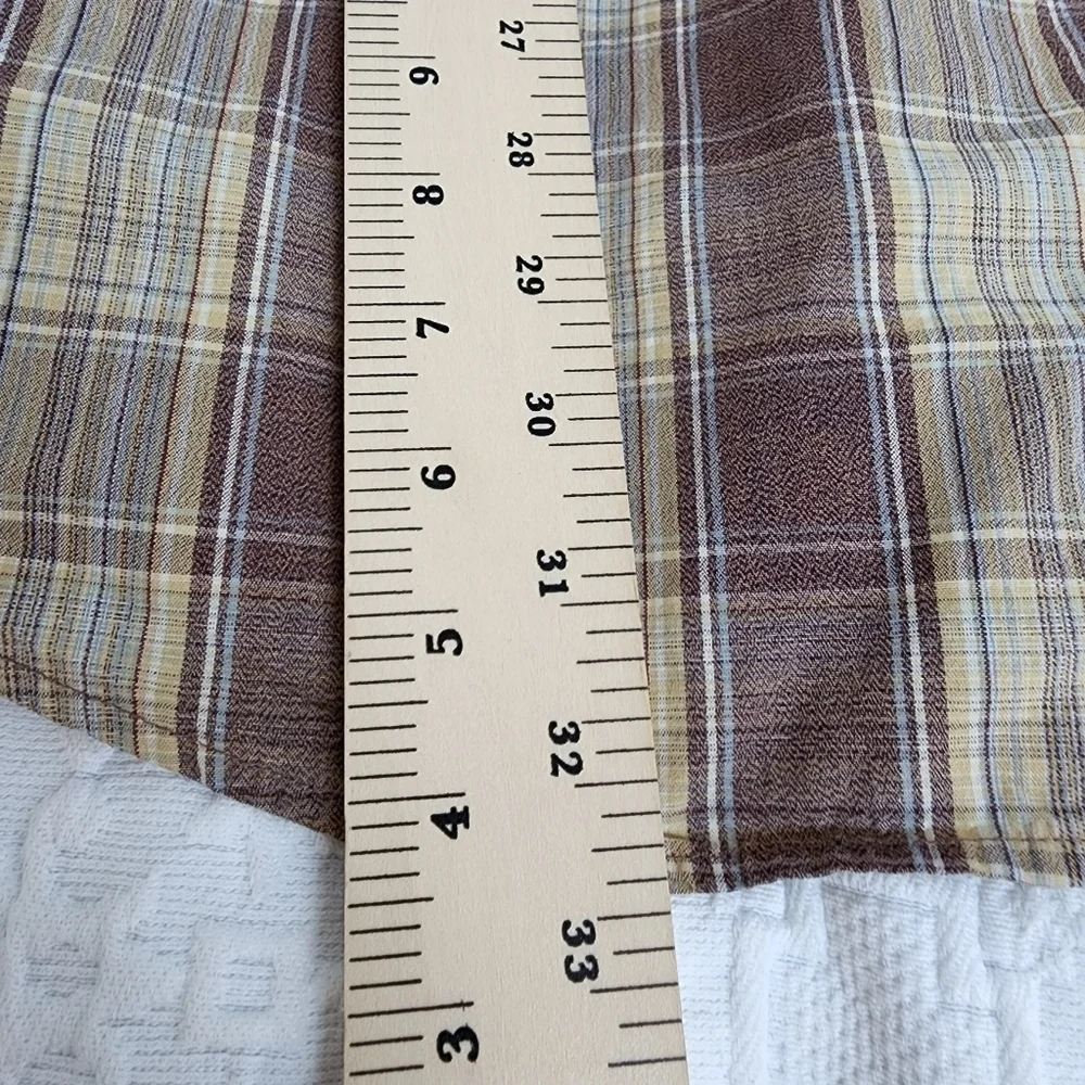 Cabela's Plaid Cream & Brown Men's Short Sleeve Shirt Size 2XL - Picture 4 of 5